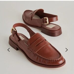 Brown leather loafers